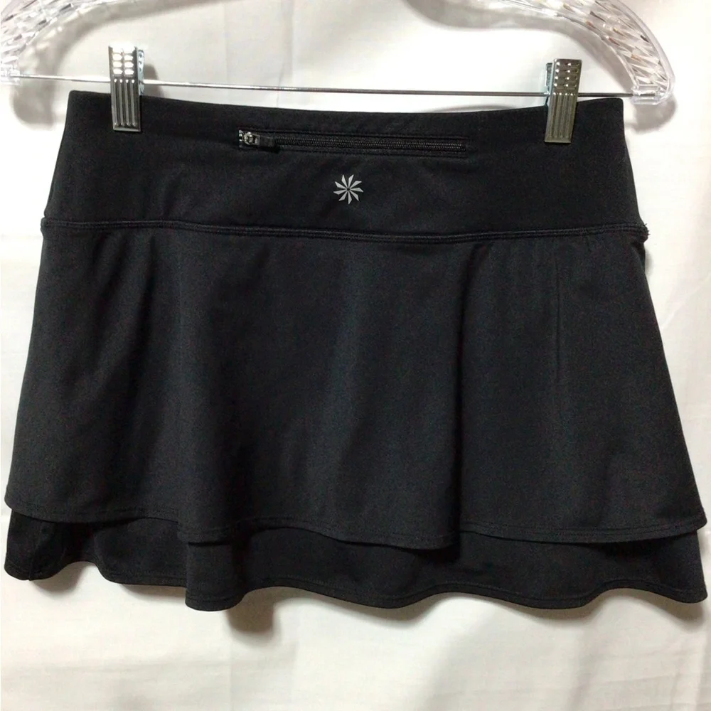 Athleta Skort‎ Tennis Running Golf Black Rear Zipper Pocket Size XS